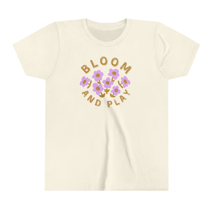 Children's graphic tee - 'Bloom and Play' lilac flower design - Cozy 100% cotton - Sizes 6Y to 12Y - Spark joy with playful style.
